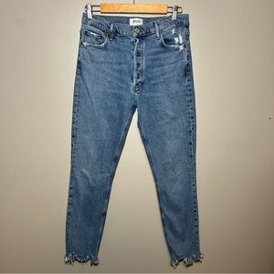 AGOLDE Nico High Rise Slim Fit Stretch Jeans Size 30 Distressed Button Fly